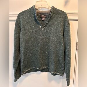 Woolrich Quarter Zip Grandpa Sweater Wool Knit Womens M Cozy Fall Vintage Preppy